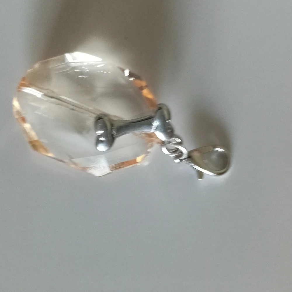 New Silver plated Crystal Dog Collar Charm dog bone hand crafted peach